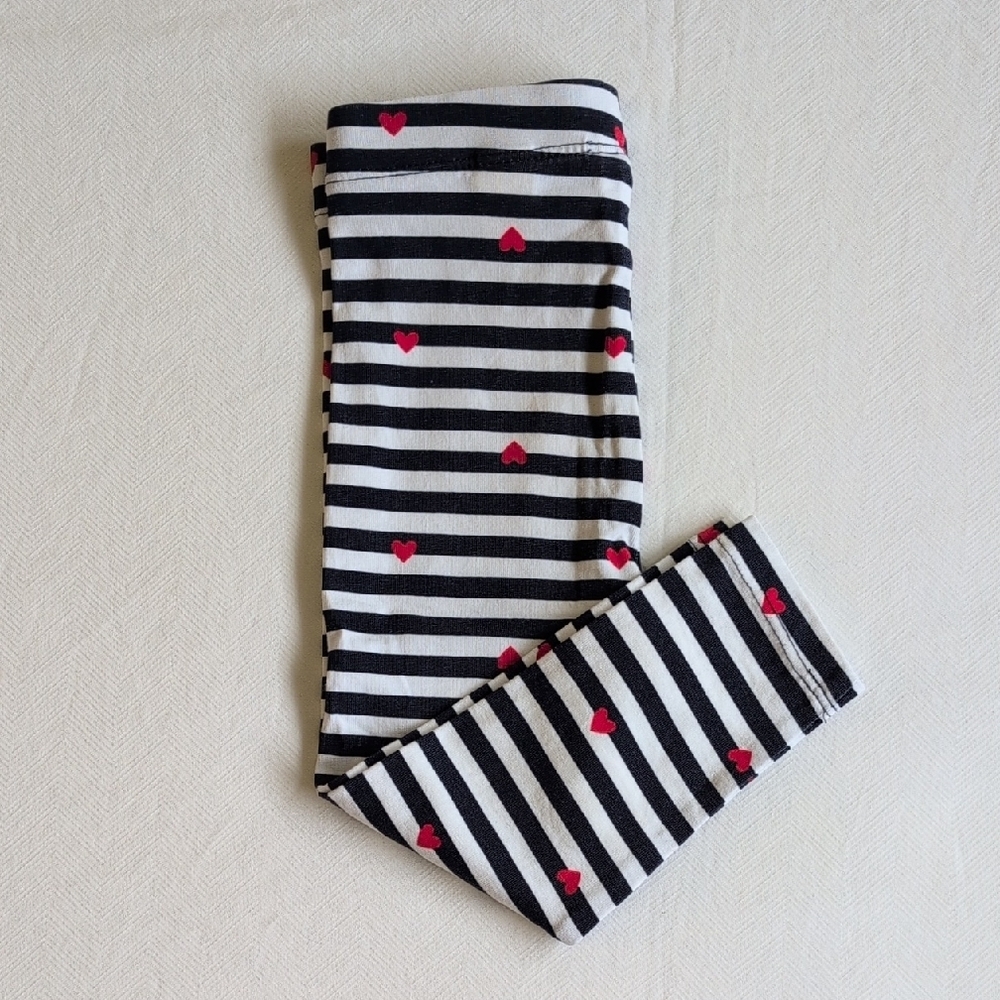 joe fresh heart striped cotton stretch leggings blue white 12-18 months baby